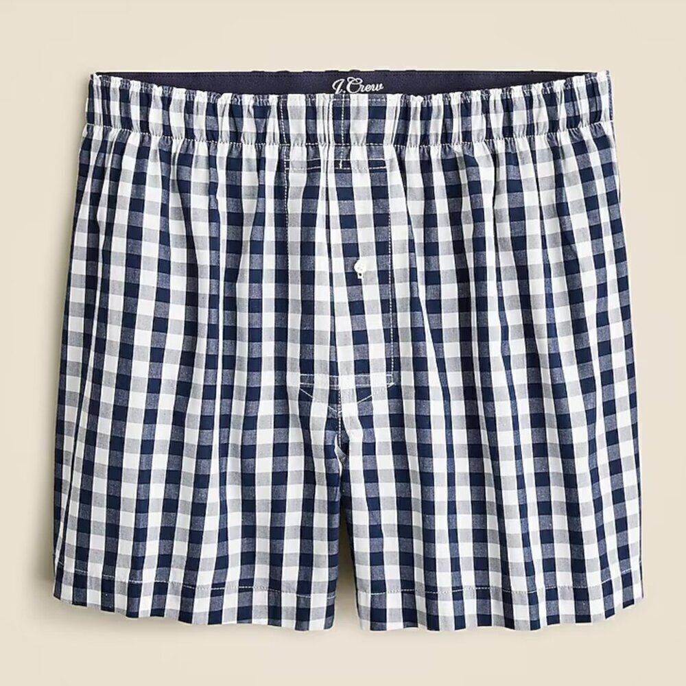J. Crew BW438 Blue and White gingham boxers size large NWOT